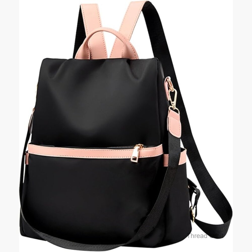 Anti-Theft Backpack Purse with Removable Strap, Water-Resistant Oxford Cloth